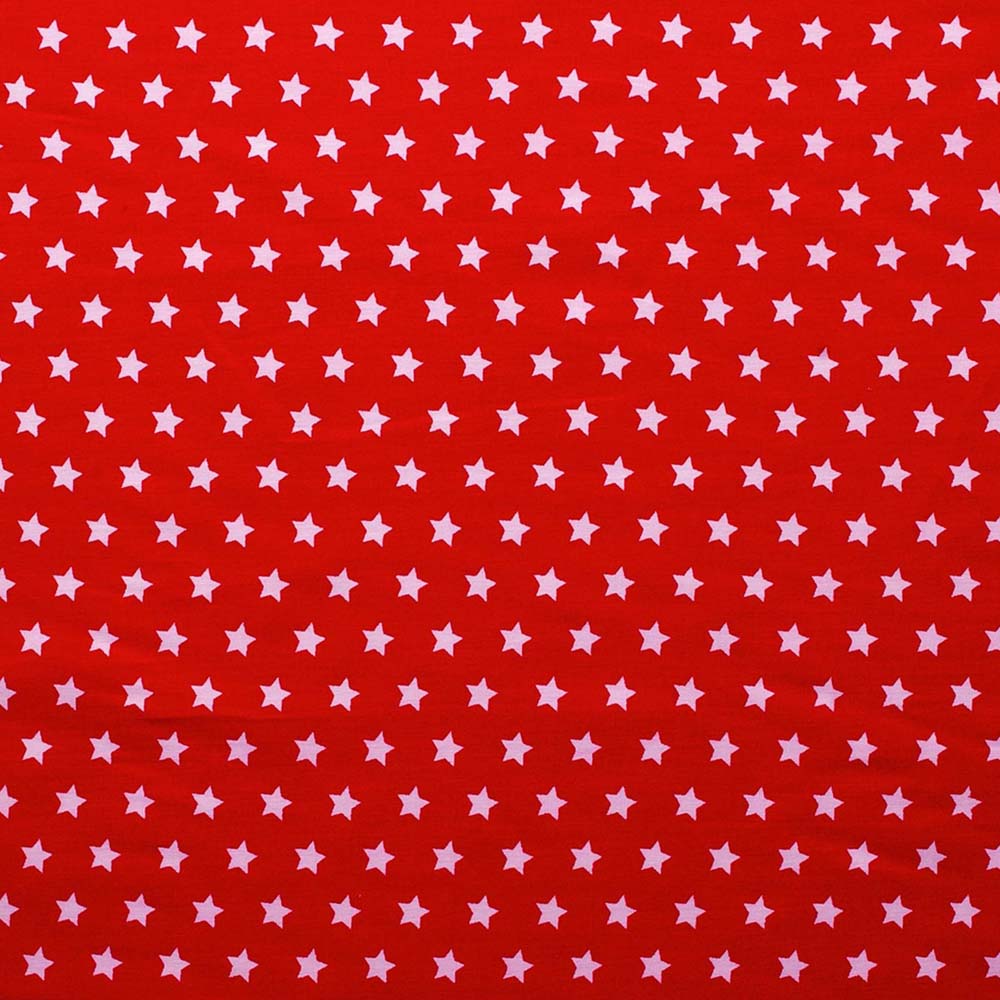 Stars - Tessuto di cotone con motivo a stelle – Rosso