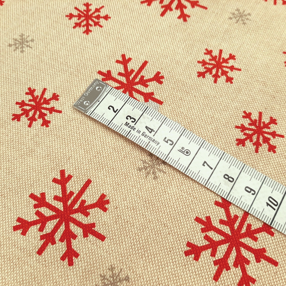 Snowflake - Halvpanama linned med snefnugmotiv - Beige/naturlig