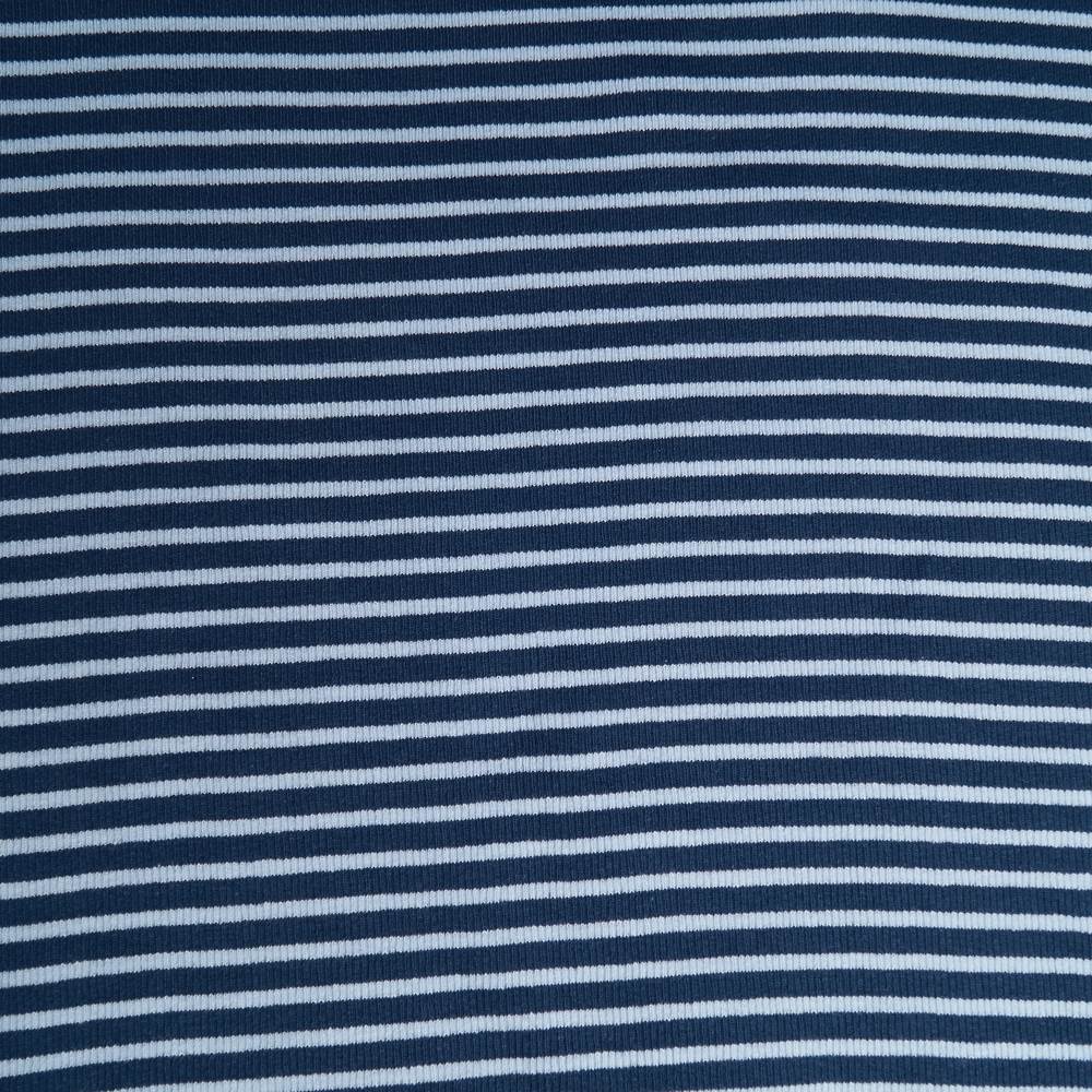 Fynn strikket mansjetter / rørformet strikket stoff (lys blå marineblå) per 10 cm