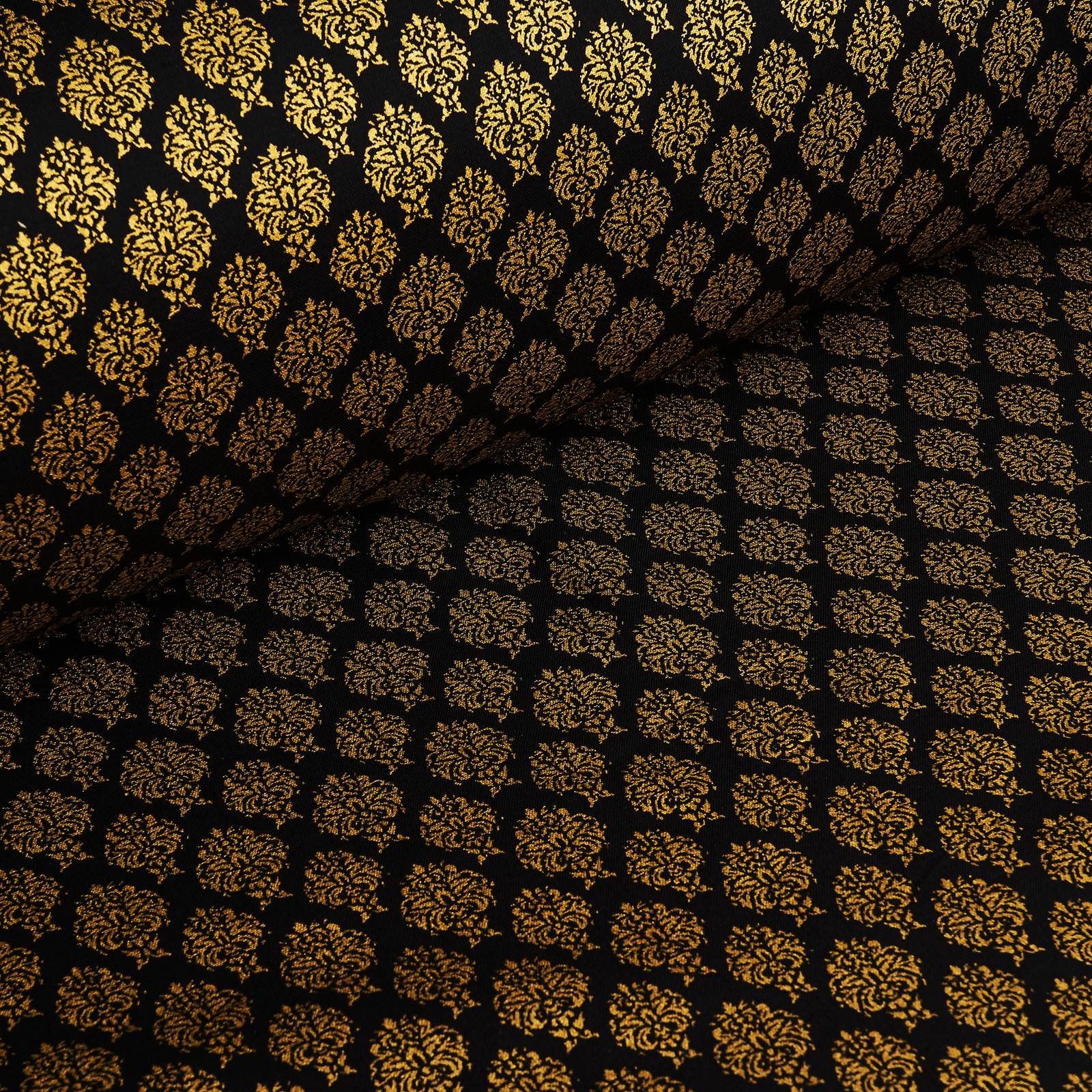 Ornamento - Tecido de algodão com estampa dourada (preto)