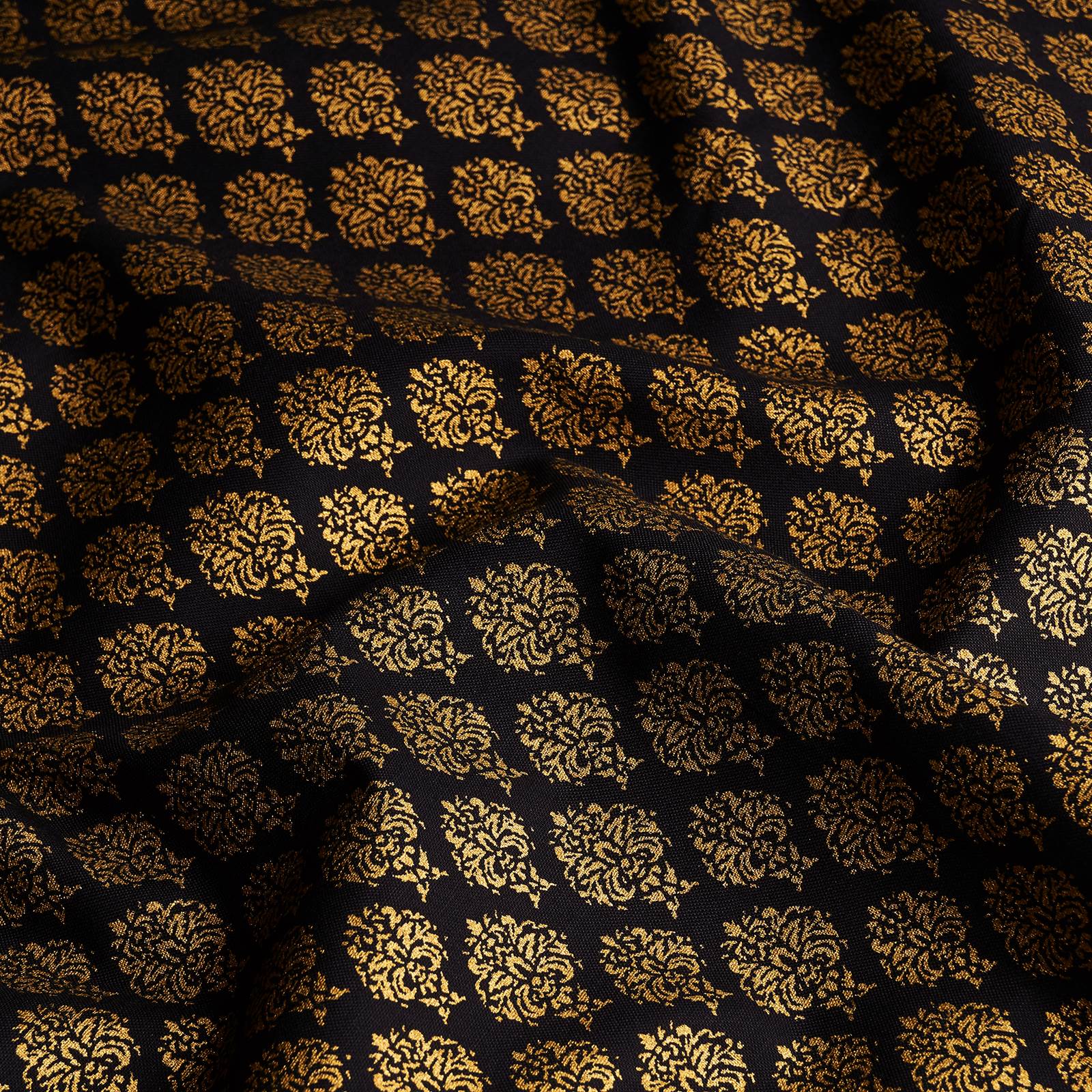 Ornamento - Tecido de algodão com estampa dourada (preto)