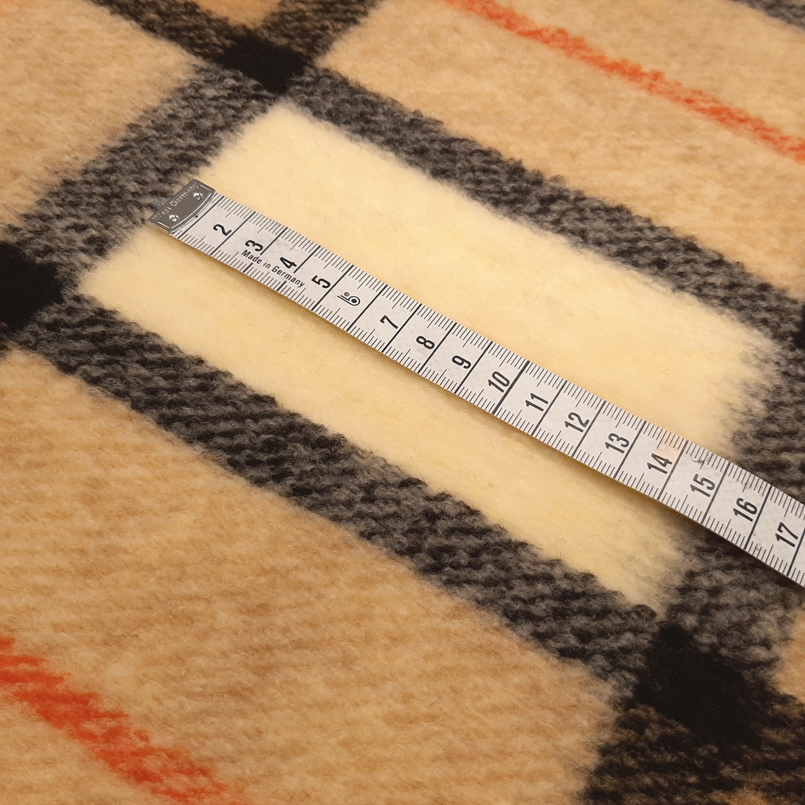 Cuno - Oeko-Tex® wool fabric with check - Caramel