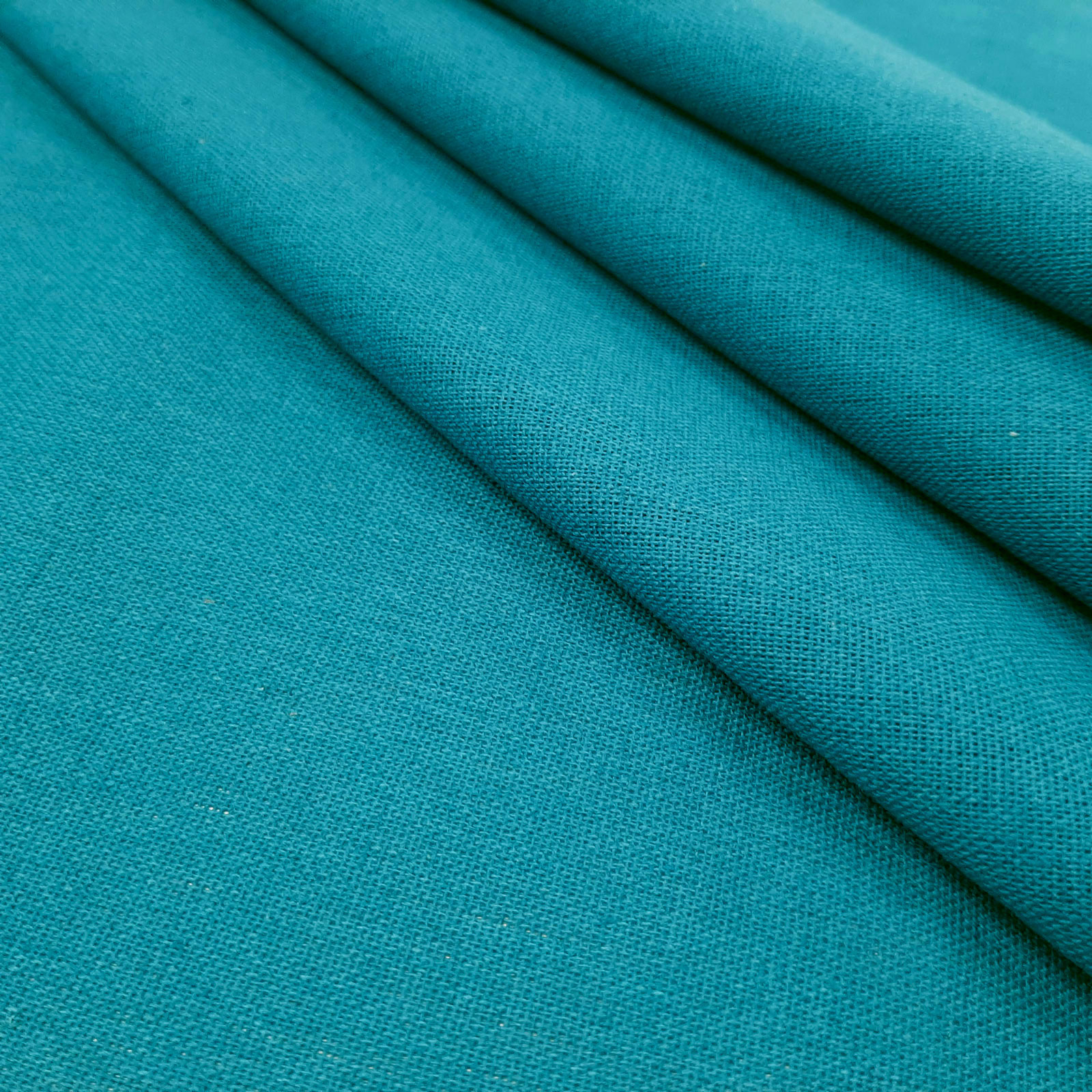 Bella - natural linen cotton fabric - Blue-Petrol