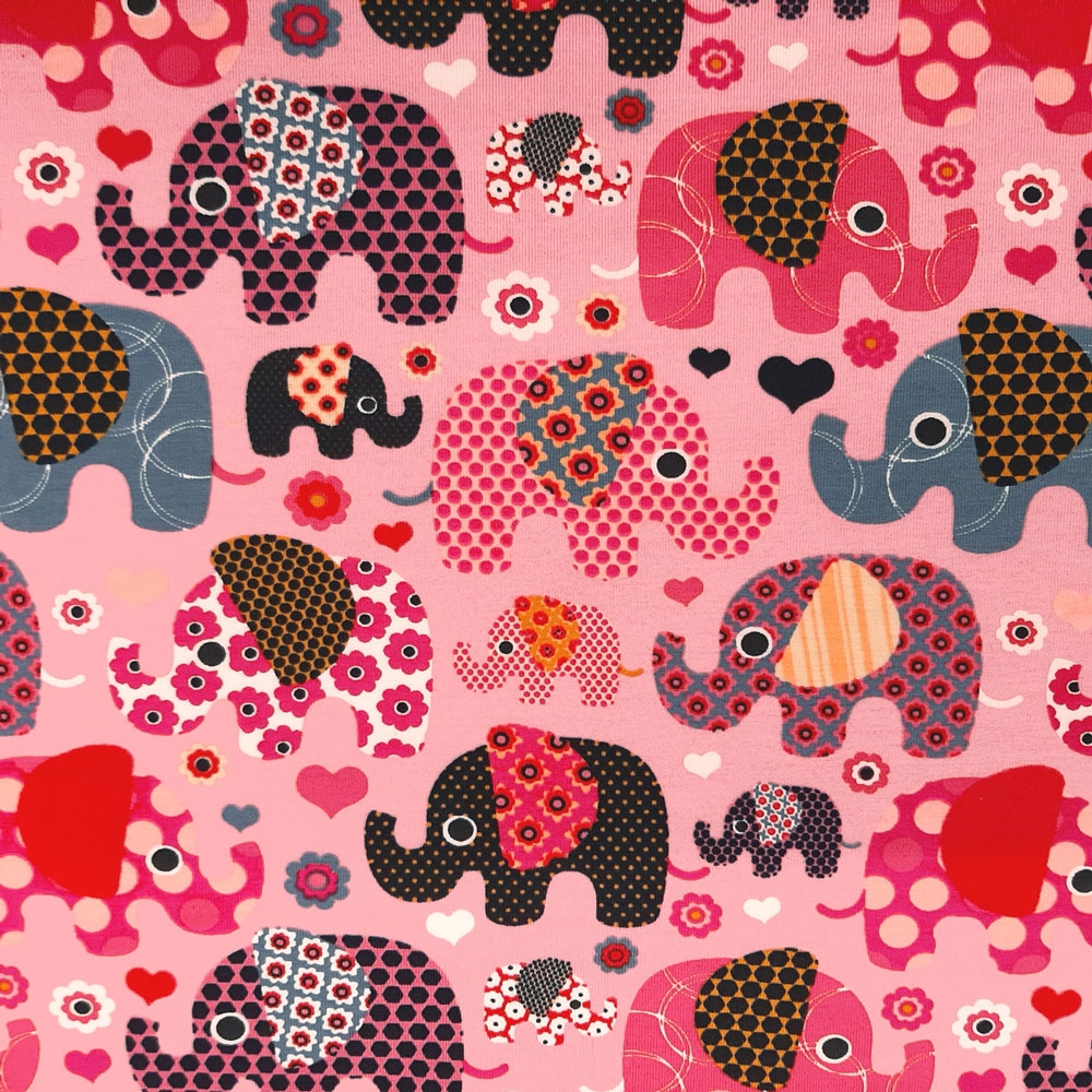 Elefanten Baumwoll-Jersey - Rosa