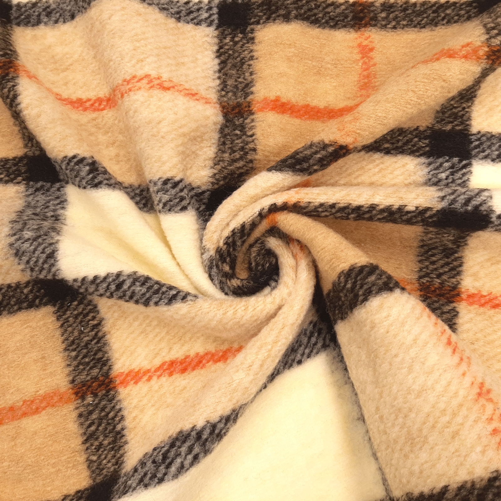 Cunis - Checkered Oeko-Tex® wool fabric - Caramel