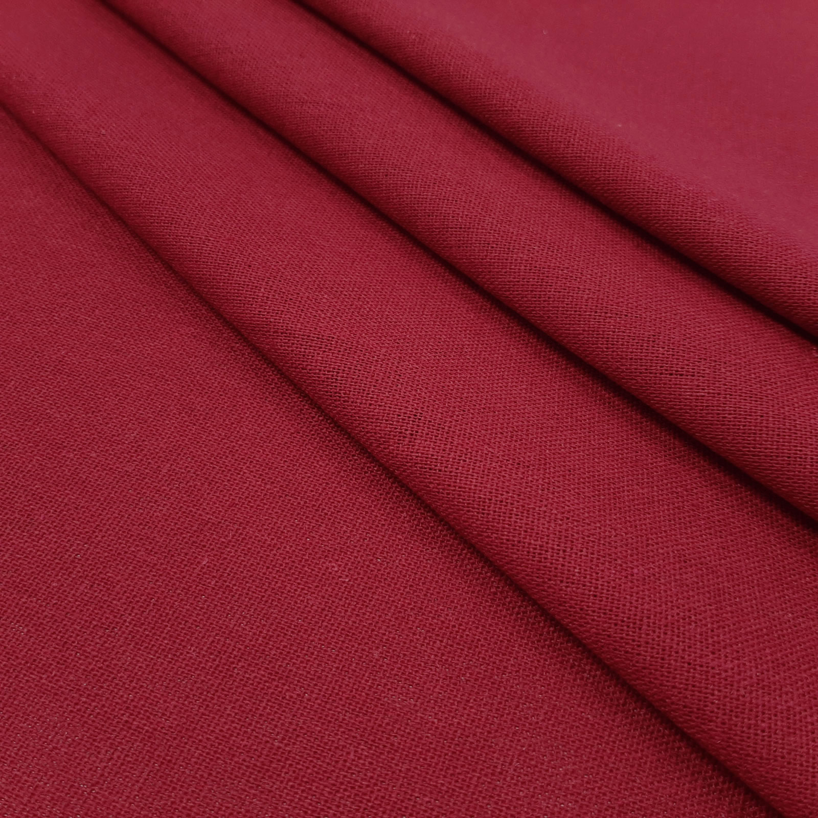 Bella - tissu en lin naturel et coton - Rouge Foncé