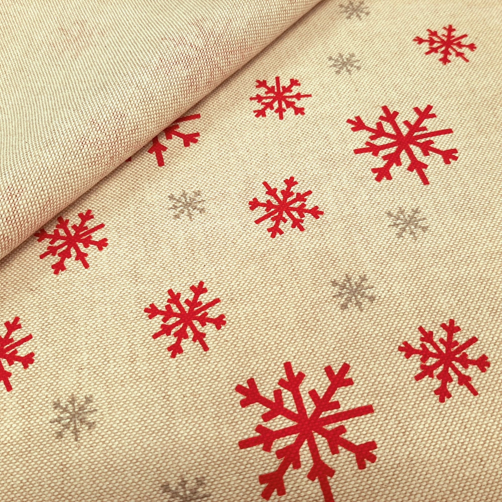 Snowflake - Halvpanama linned med snefnugmotiv - Beige/naturlig