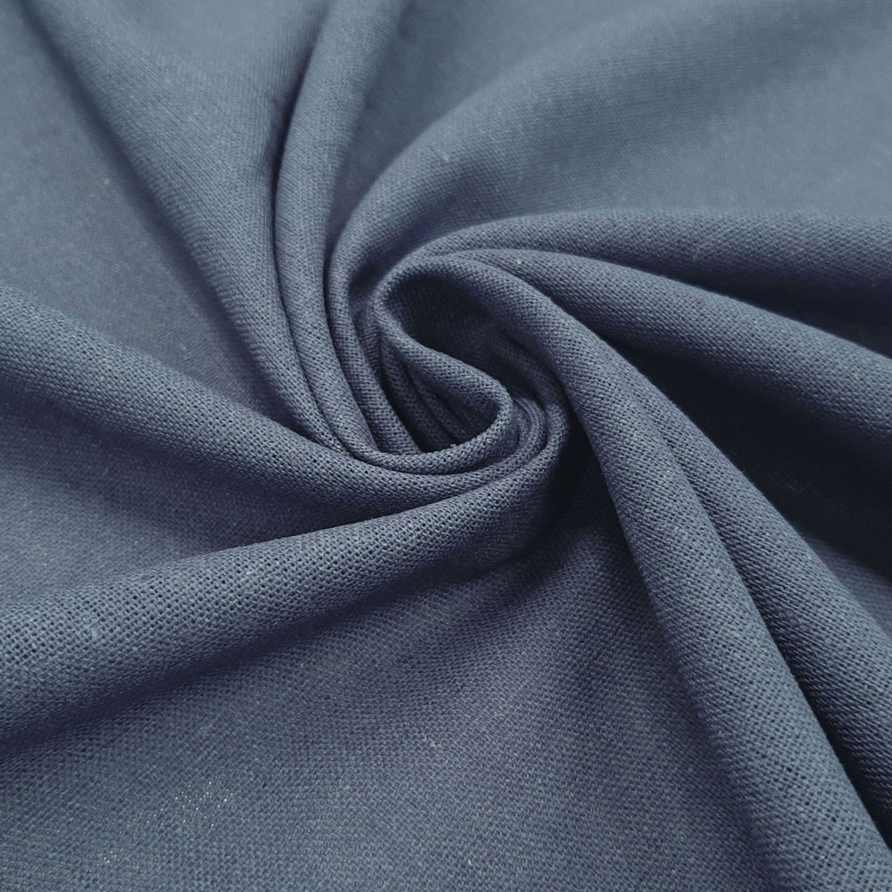 Bella - natural linen cotton fabric - Smoke Blue