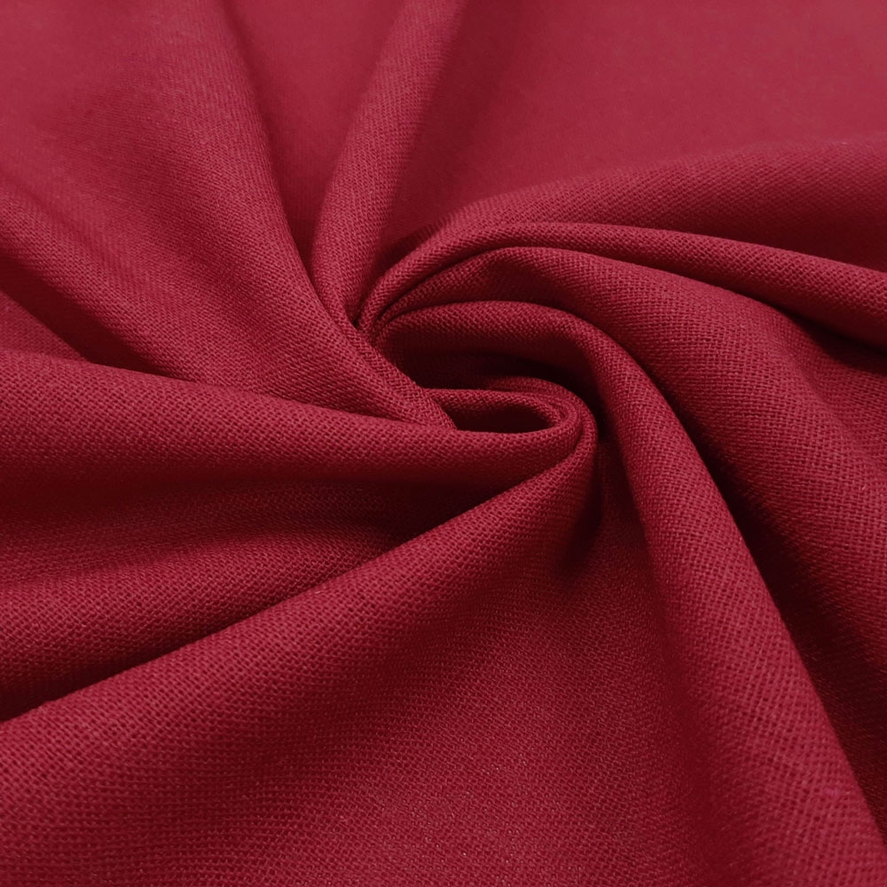 Bella - tissu en lin naturel et coton - Rouge Foncé