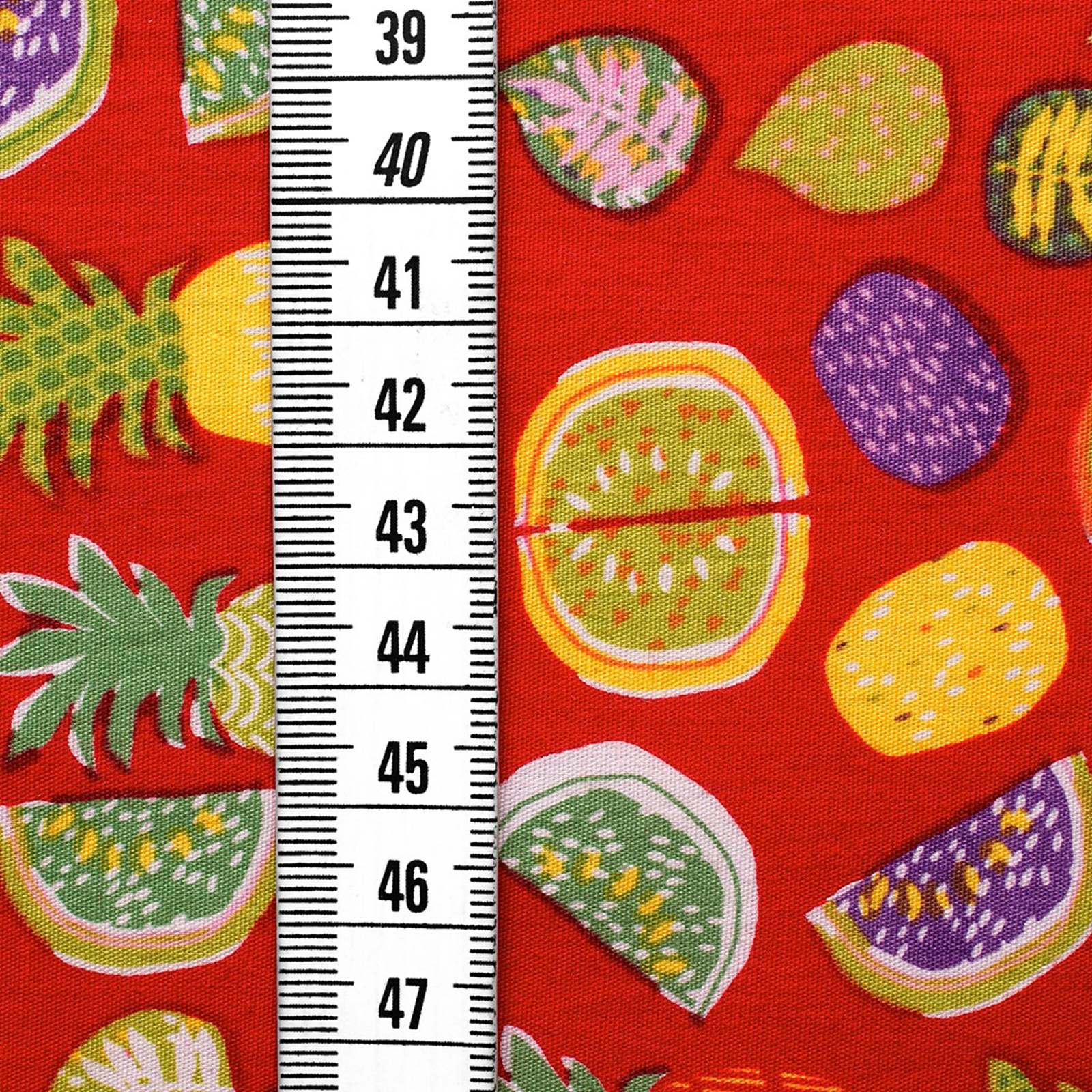 Exotic - Tessuto di cotone con disegno di frutta – rosso